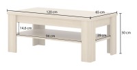 Table basse COPA – 120x50x65 cm – Chêne élégant – Design scandinave