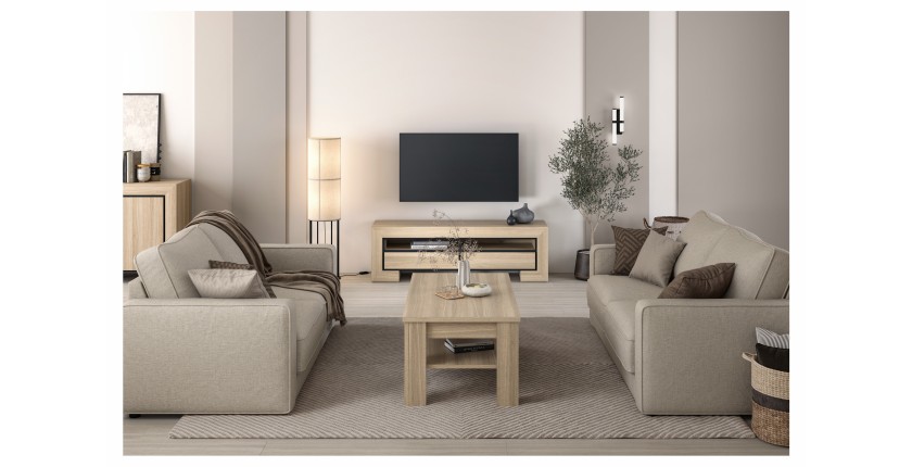Table basse COPA – 120x50x65 cm – Chêne élégant – Design scandinave