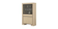 Breites COPA-Schaufenster – 4 Türen (2 verglast, 2 voll) und 1 Schublade – Elegante Eiche – Integrierte LED-Beleuchtung