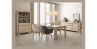 Breites COPA-Schaufenster – 4 Türen (2 verglast, 2 voll) und 1 Schublade – Elegante Eiche – Integrierte LED-Beleuchtung