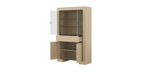 Breites COPA-Schaufenster – 4 Türen (2 verglast, 2 voll) und 1 Schublade – Elegante Eiche – Integrierte LED-Beleuchtung