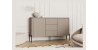 Buffet BELLA 2 portes 3 tiroirs – Finition Congo mat – Pieds métal noirs