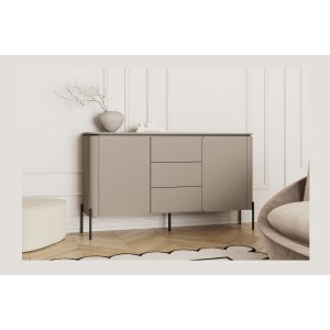 Buffet BELLA 2 portes 3 tiroirs – Finition Congo mat – Pieds métal noirs