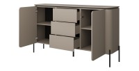 Buffet BELLA 2 portes 3 tiroirs – Finition Congo mat – Pieds métal noirs