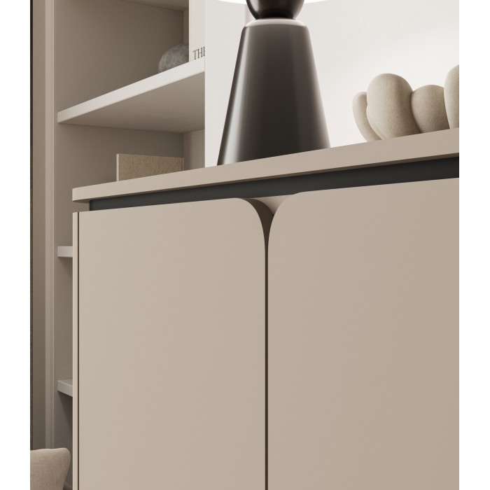 Buffet BELLA 2 deuren 3 laden – Afwerking Congo mat – Zwarte metalen poten