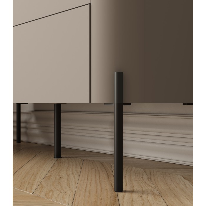 Buffet BELLA 2 deuren 3 laden – Afwerking Congo mat – Zwarte metalen poten