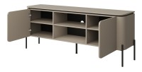 Meuble TV BELLA 2 portes – Finition Congo mat – Design arrondi et pieds métal noirs