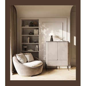 Buffet haut BELLA 2 portes 1 tiroir – Finition Congo mat – Pieds métal noirs élégants