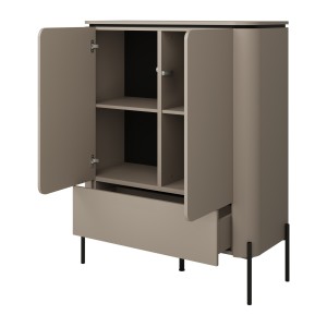 Buffet haut BELLA 2 portes 1 tiroir – Finition Congo mat – Pieds métal noirs élégants