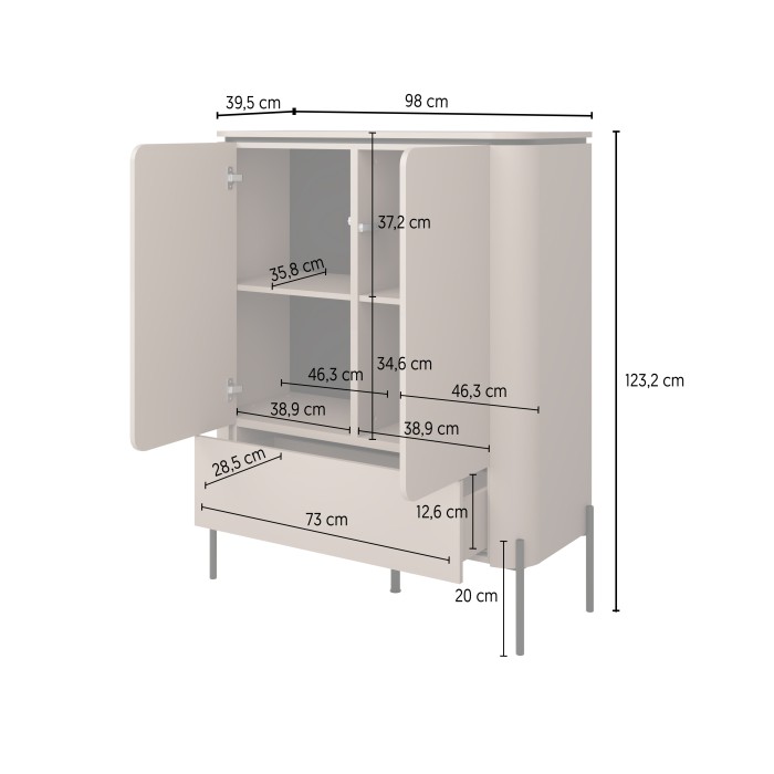Ensemble de meubles BELLA – Buffet, meuble TV et buffet haut – Finition Congo mat chic