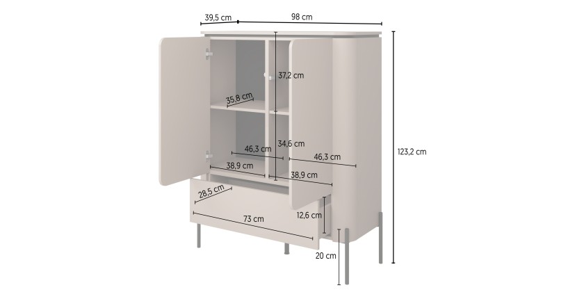 Ensemble de meubles BELLA – Buffet, meuble TV et buffet haut – Finition Congo mat chic