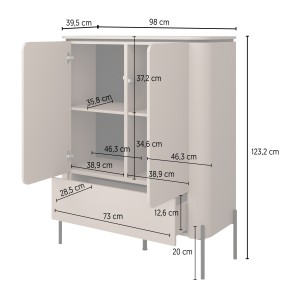 Ensemble de meubles BELLA – Buffet, meuble TV et buffet haut – Finition Congo mat chic