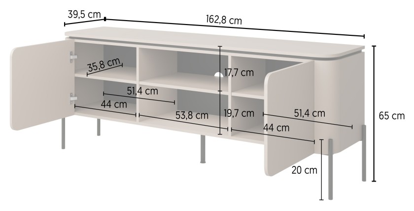 Ensemble de meubles BELLA – Buffet, meuble TV et buffet haut – Finition Congo mat chic