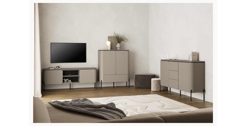 Ensemble de meubles BELLA – Buffet, meuble TV et buffet haut – Finition Congo mat chic