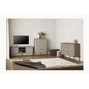 Ensemble de meubles BELLA – Buffet, meuble TV et buffet haut – Finition Congo mat chic