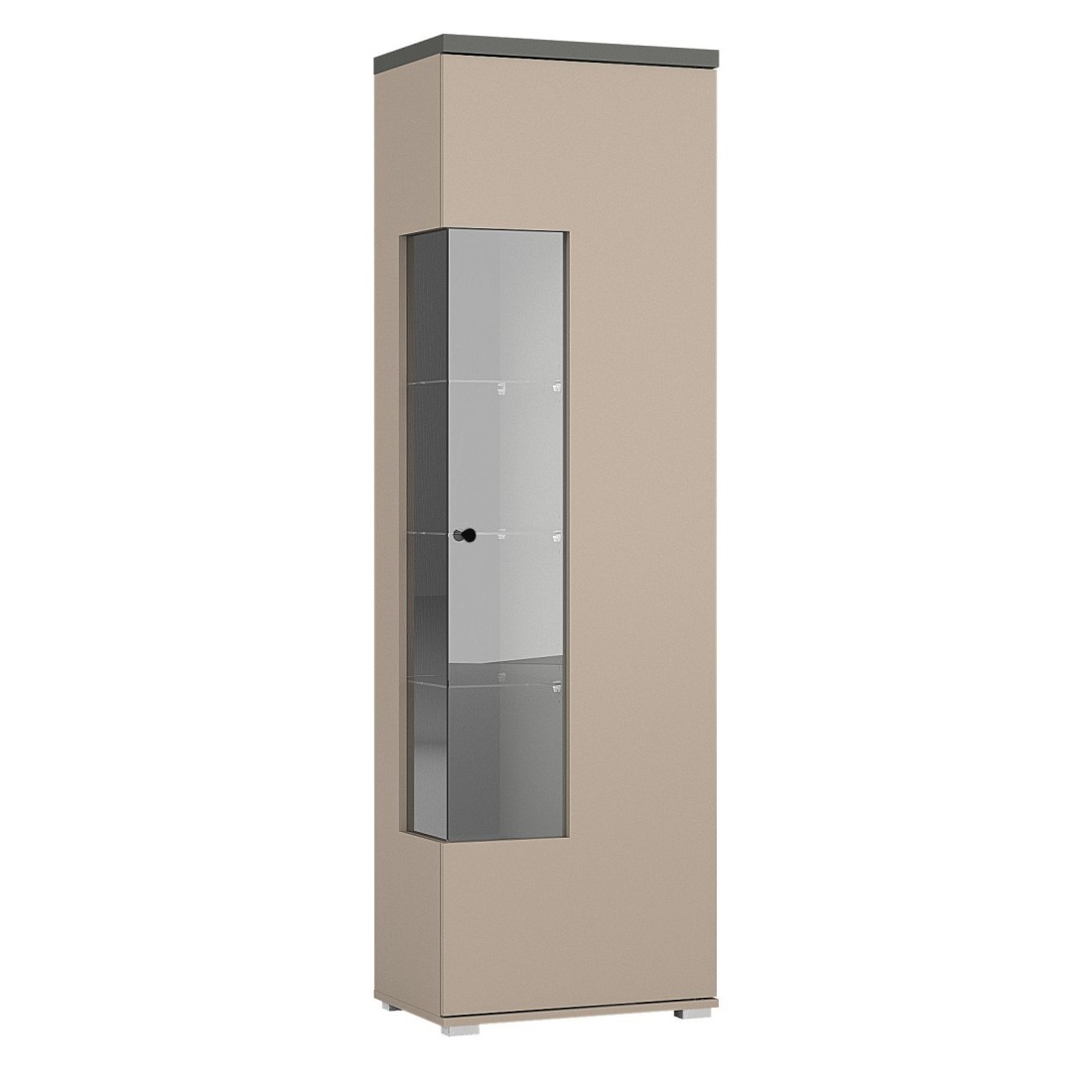 Vitrine 1 Tür Kollektion NESS – Ausführung Kongo & Anthrazit – 10 Aufbewahrungsfächer – Ohne LED