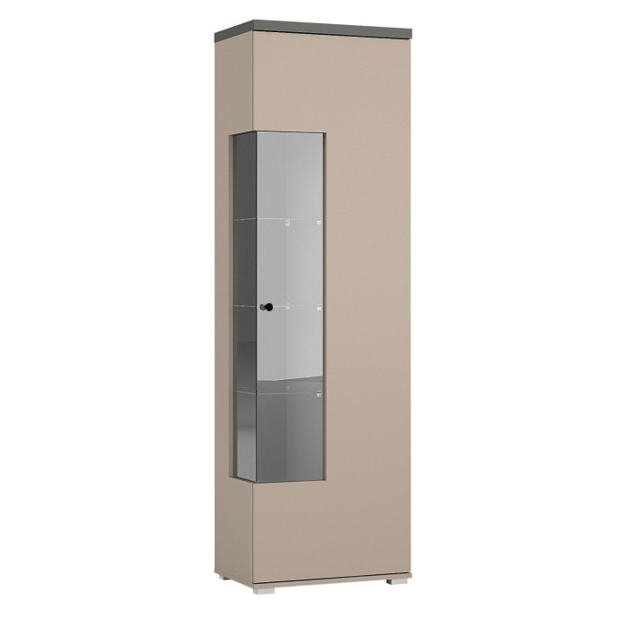 Vitrine 1 porte NESS – Finition Congo & Anthracite – LED blanc neutre – 10 niches design