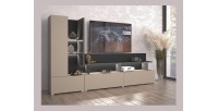 Meuble TV mural NESS – Ensemble 270 cm avec éclairage LED – 2 tiroirs, 2 portes, 10 niches