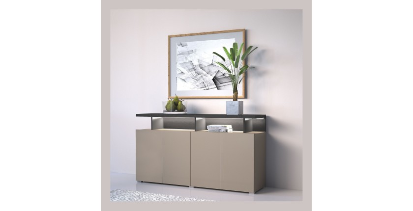 Buffet 4 portes NESS – Finition Congo – 12 niches avec LED – Style moderne