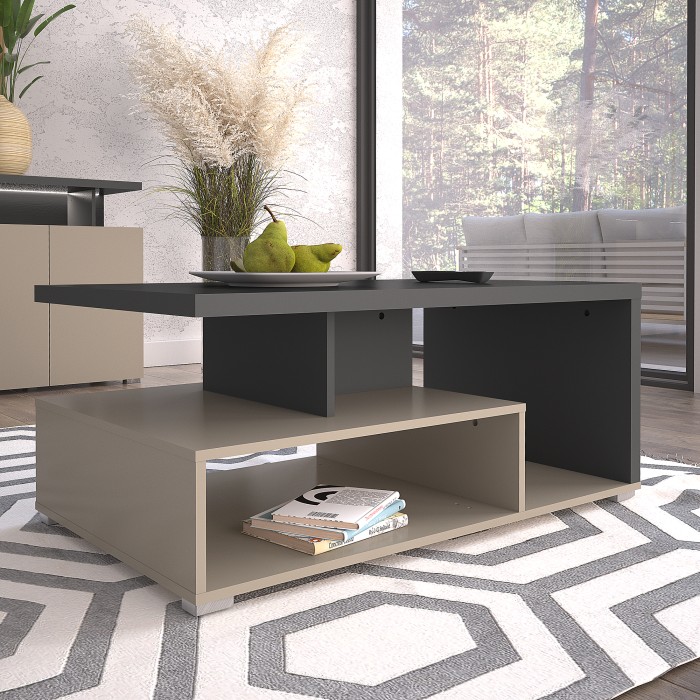 Beistelltisch NESS – Platte 100 x 60 cm – Ausführung Kongo und Anthrazit – Modernes Design