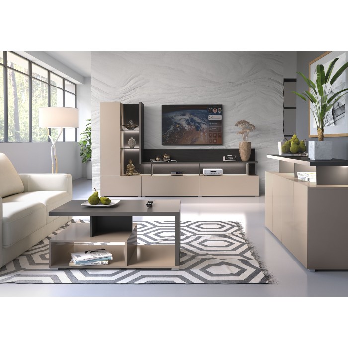 Beistelltisch NESS – Platte 100 x 60 cm – Ausführung Kongo und Anthrazit – Modernes Design