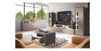 Ensemble salon complet collection  NESS – Meuble TV, buffet, vitrine, table basse – LED inclus