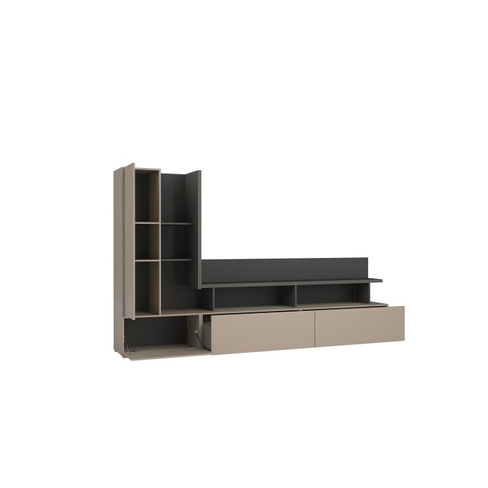 Ensemble salon complet collection  NESS – Meuble TV, buffet, vitrine, table basse – LED inclus