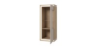 Vitrine basse JULIA 1 porte – Chêne huilé et beige cashmere avec éclairage LED intégré