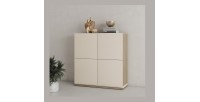 Buffet haut JULIA 4 portes – Chêne huilé et beige cashmere avec éclairage LED intégré – L 120 cm