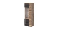 Vitrine 1 porte gauche BRAZZA – Ouverture droite – 5 niches – Façade vitrée noyer satin