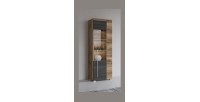 Vitrine 1 porte gauche BRAZZA – Ouverture droite – 5 niches – Façade vitrée noyer satin