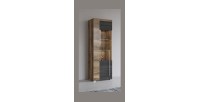 Vitrine 1 Tür links BRAZZA – Öffnung rechts – 5 Fächer – Verglaste Front in Satin-Nussbaum