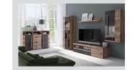 Buffet BRAZZA 2 Türen 3 Schubladen – Farbe Satinnuss – Offene Fächer – 132 cm