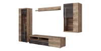 Wandkomposition BRAZZA – TV-Möbel, Vitrinen und Regal – Satiniertes Nussbaumdesign
