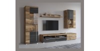 Wandkomposition BRAZZA – TV-Möbel, Vitrinen und Regal – Satiniertes Nussbaumdesign