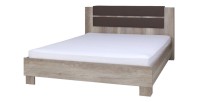 Komplettes Schlafzimmer ROMI – Bett 180x200 cm mit Lattenrost, 2 Nachttischen und Kommode – Farbe Eichenholz Canyon
