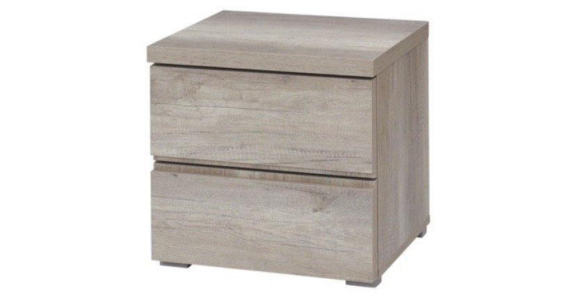 Ensemble chambre à coucher ROMI – Lit 180x200 cm avec sommier, 2 chevets et commode – Coloris chêne cab canyon