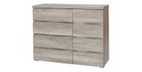Komplettes Schlafzimmer ROMI – Bett 180x200 cm mit Lattenrost, 2 Nachttischen und Kommode – Farbe Eichenholz Canyon