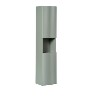Colonne de salle de bain ELVINA – 2 portes – H140 cm – Coloris vert sauge gris – À suspendre 