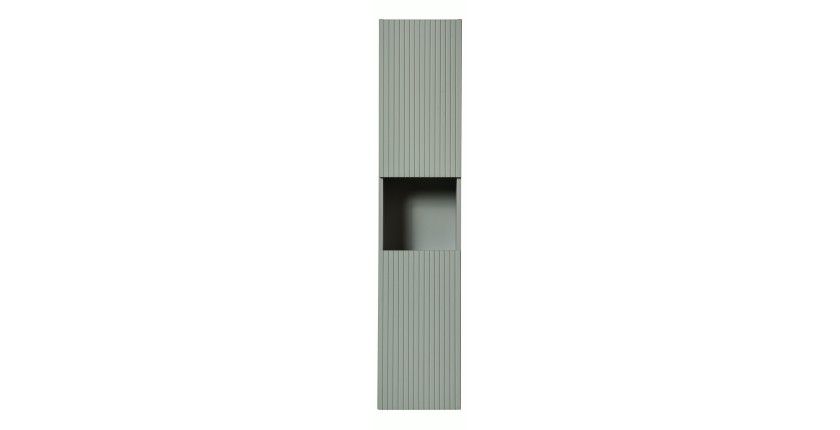 Colonne de salle de bain ELVINA – 2 portes – H140 cm – Coloris vert sauge gris – À suspendre 