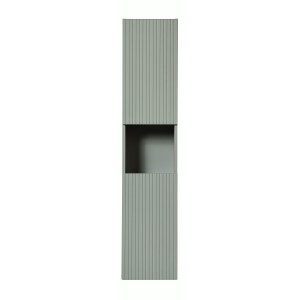 Colonne de salle de bain ELVINA – 2 portes – H140 cm – Coloris vert sauge gris – À suspendre 