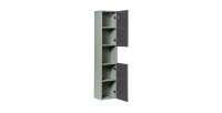 Colonne de salle de bain ELVINA – 2 portes – H140 cm – Coloris vert sauge gris – À suspendre 