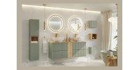 Colonne de salle de bain ELVINA – 2 portes – H140 cm – Coloris vert sauge gris – À suspendre 