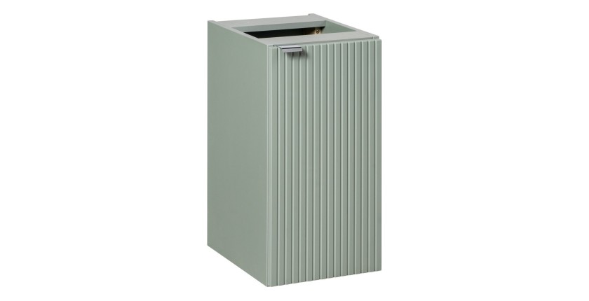 Meuble de rangement salle de bain ELVINA – 1 porte – H57 cm – Coloris vert sauge gris – À suspendre 