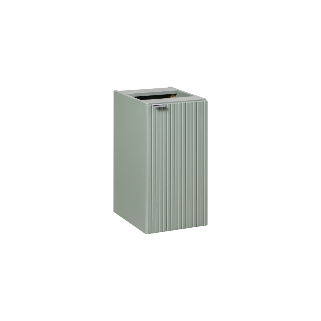 Meuble de rangement salle de bain ELVINA – 1 porte – H57 cm – Coloris vert sauge gris – À suspendre 