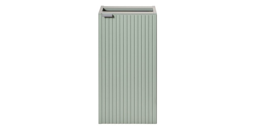 Meuble de rangement salle de bain ELVINA – 1 porte – H57 cm – Coloris vert sauge gris – À suspendre 