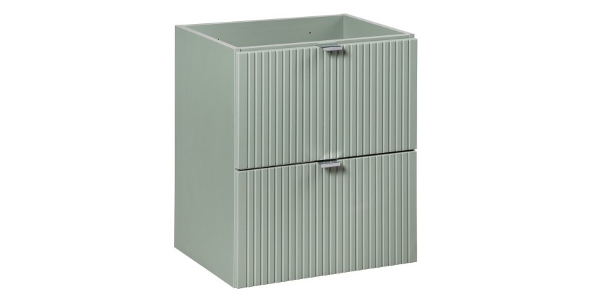 Meuble sous vasque ELVINA – 2 tiroirs – 50 cm – Coloris vert sauge gris – À suspendre 