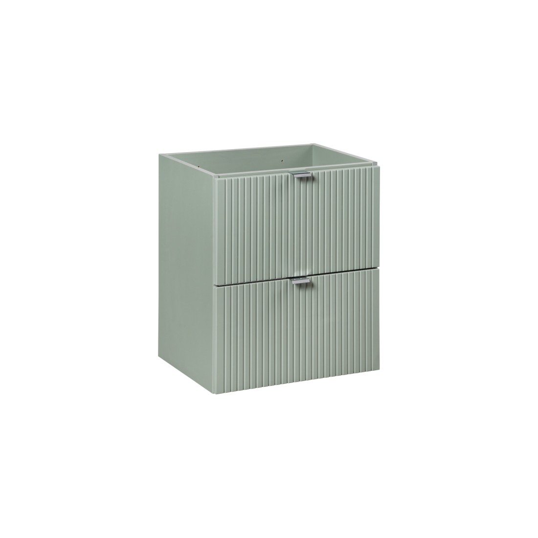 Meuble sous vasque ELVINA – 2 tiroirs – 50 cm – Coloris vert sauge gris – À suspendre 