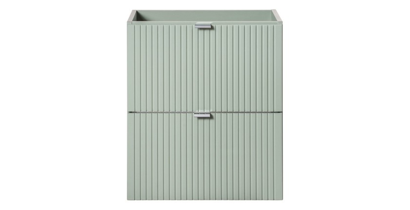 Meuble sous vasque ELVINA – 2 tiroirs – 50 cm – Coloris vert sauge gris – À suspendre 