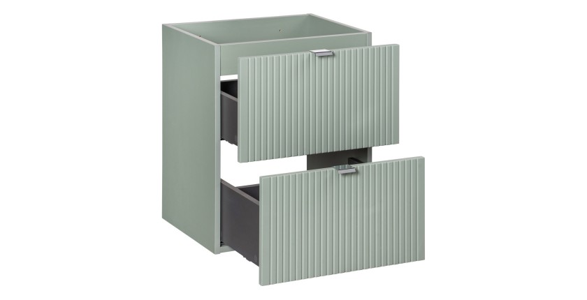 Meuble sous vasque ELVINA – 2 tiroirs – 50 cm – Coloris vert sauge gris – À suspendre 